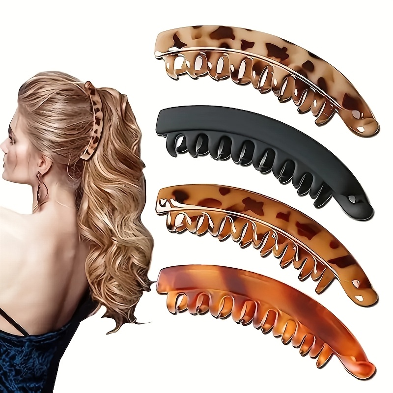 

4pcs Banana Clip Simple Vertical Hair Clip Temperament Hair Clip Ponytail Clip Back Head Clip