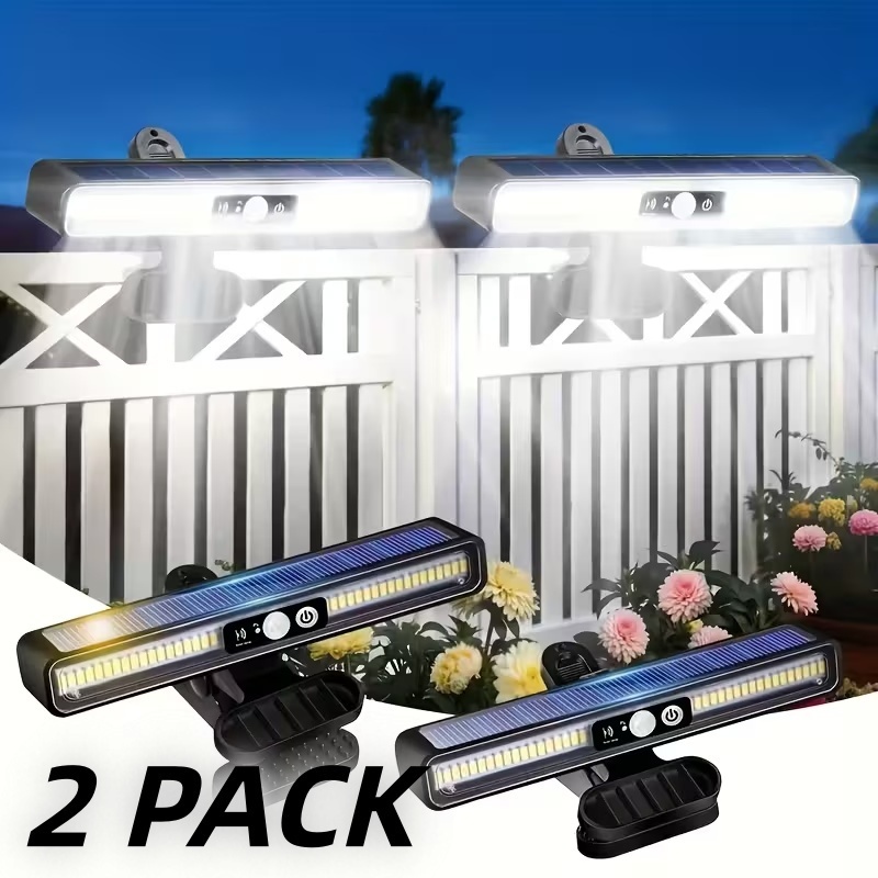 TEMU 2 Pack Outdoor On Landscape Light With Motion Sensor Solar Fence Light, Led, 3 Lighting , 46 Led Portable Safety Light, Suitable For Courtyard,