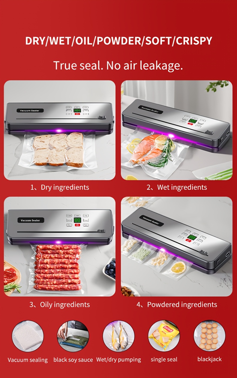 Πλήρως Αυτόματη Συσκευή Κενού Τροφίμων, Φορητή Πολυλειτουργική Συσκευή Κενού, Φορτιζόμενη μέσω USB, Συνοδεύεται από 10 Σακούλες, Μακράς Διάρκειας Σφράγιση για Διατήρηση Φρεσκάδας, Κατάλληλη για Κουζίνα και Πικνίκ Εξωτερικού Χώρου, Μπαταρία 2000mAh για Εκτεταμένη Διάρκεια Λειτουργίας, Περιλαμβάνει