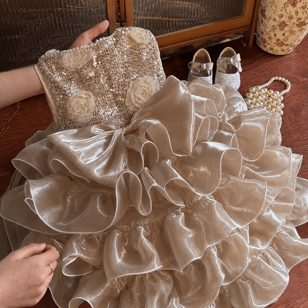 TEMU 1 Pet Outfit: Spring/ Dress For Cats-a Sequined, Pleated, Multi-layered Tiered Dress Featuring A New 3d In A Luxurious Color. Suitable For
