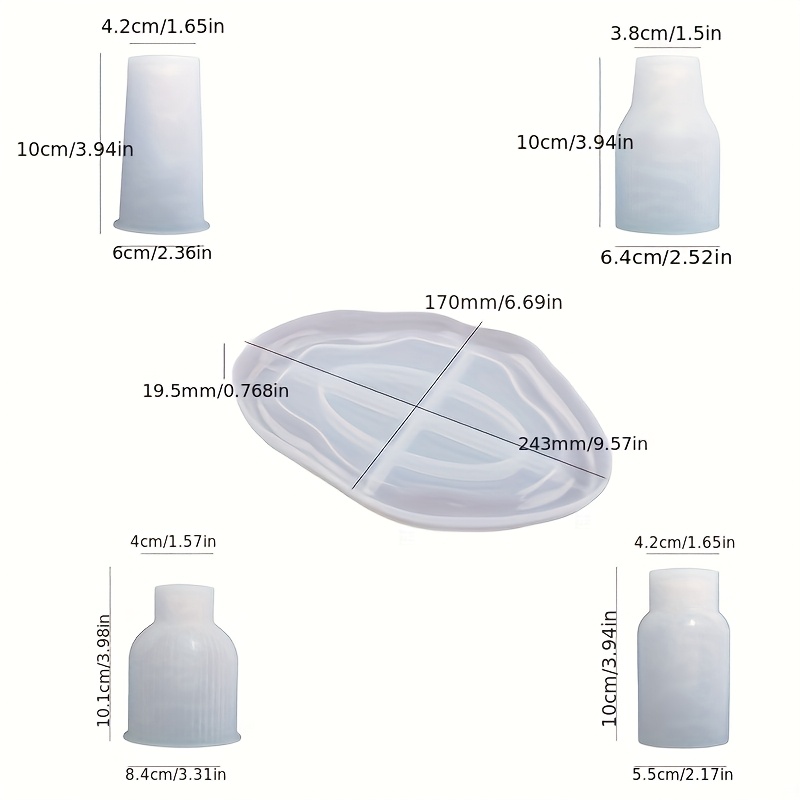 5pcs Vase Tray Silicone Resin Molds