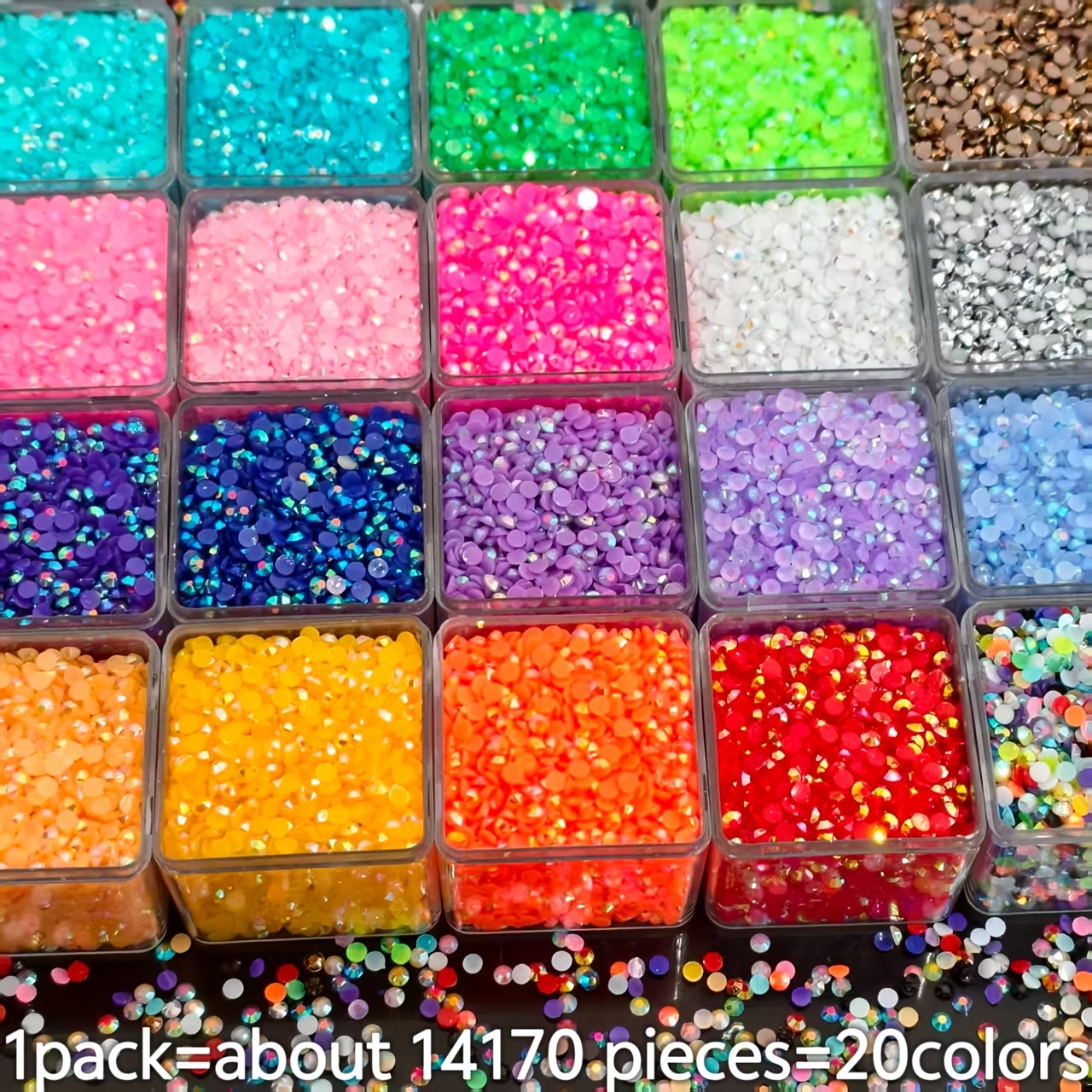 TEMU 1 de 14170pcs de Strass en Résine Flatback de 3mm Couleurs, Idéal pour Nail Art, Additions, Chaussures, Vêtements et Cosmétique - Couleurs