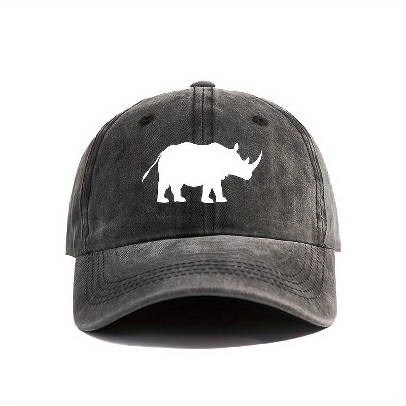 

Unisex Washed Distressed Baseball Cap With Animal Heat Transfer Print, Dad Hat With Curved Brim