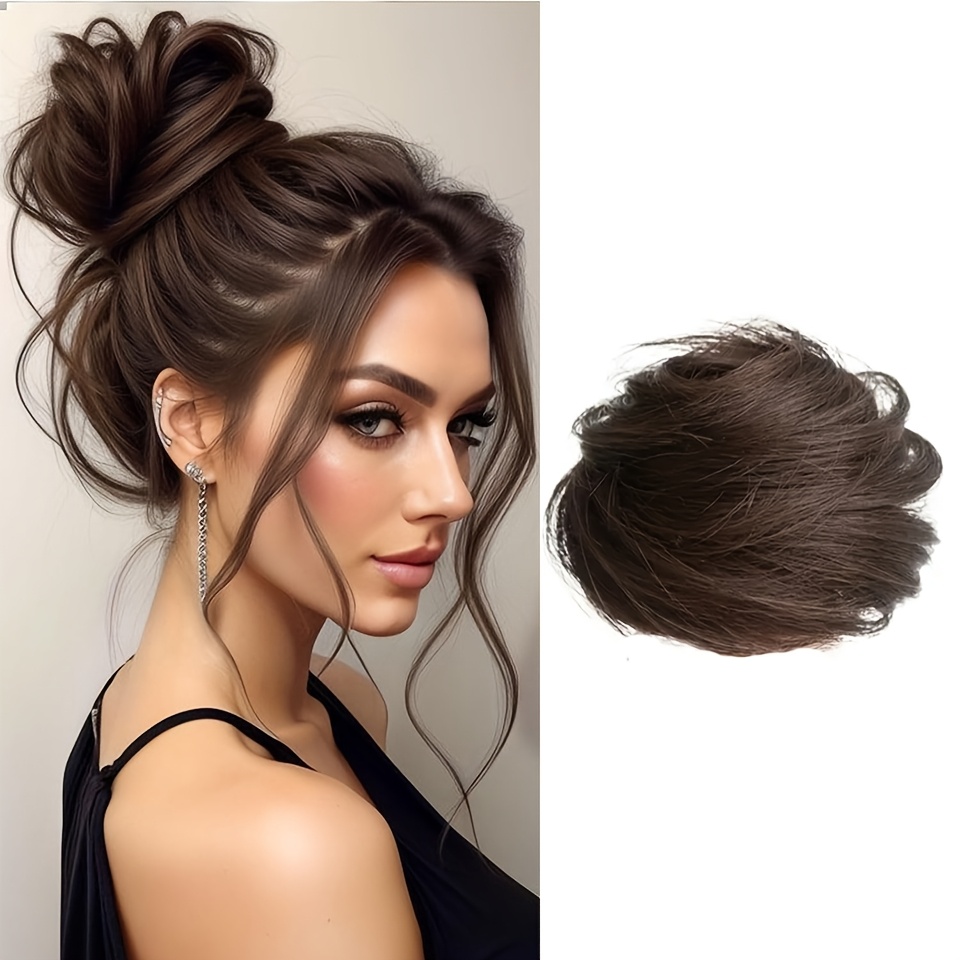 TEMU Elegante rechte knot van echt mensenhaar voor dames - Zachte, comfortabele -stijl van echt mensenhaar