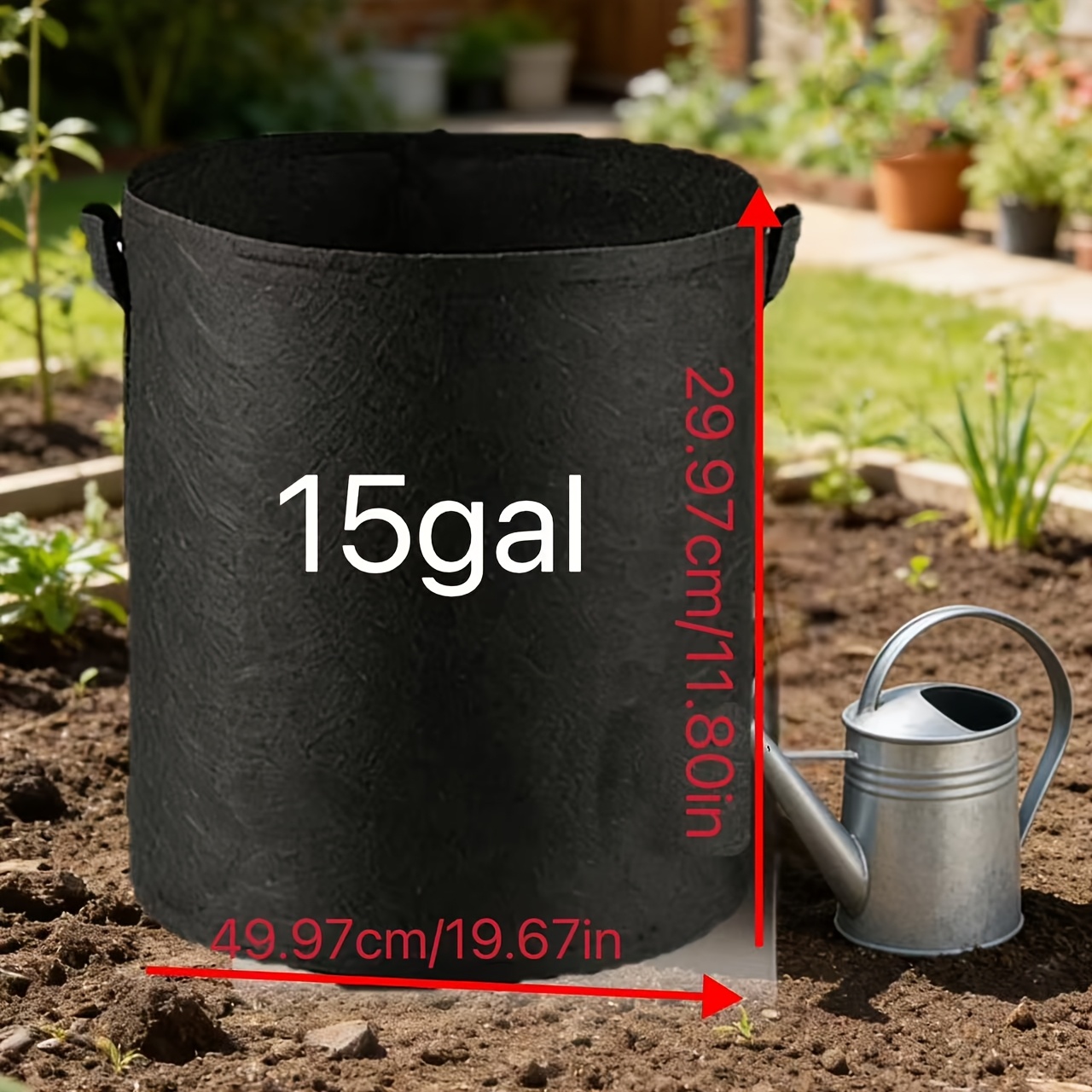 black heavy duty grow bags with dual handles for plants vegetables and greenery easy to   and practical   in 5   15 20 30 and 100 gallons multiple sizes   from suitable for   greenhouses and outdoor use
