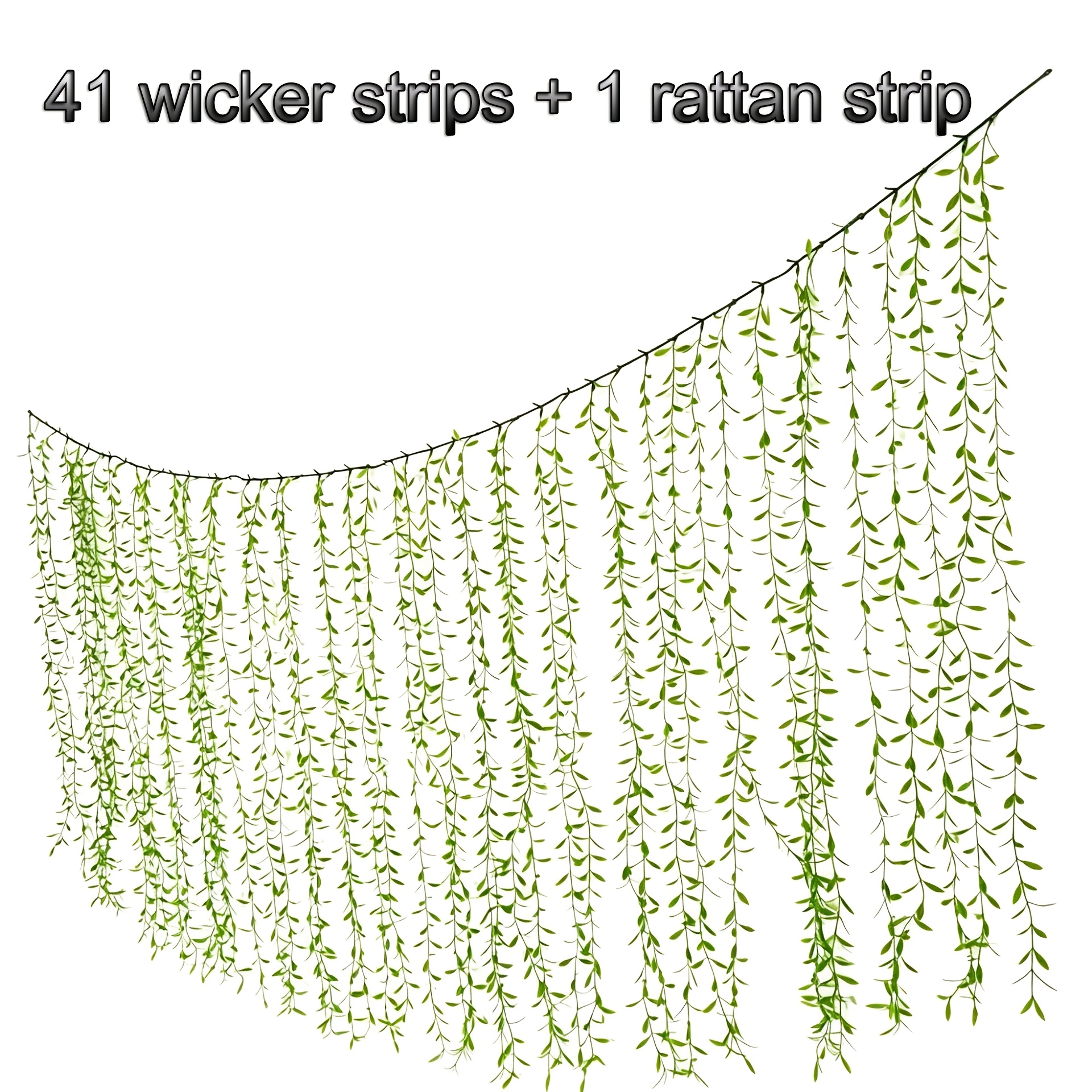 TEMU 41 Strands Artificial Willow Strips With 1 Hanging Rod, 88cm Fake Trailing Willow Vine, Hanging Greenery Curtain For Indoor Wall Decoration