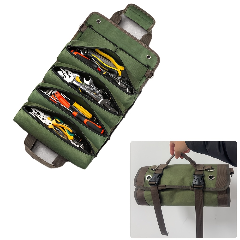 Tool Belt Tool Box Tool Roll Up Bag, Large Tool Bag Organizer For