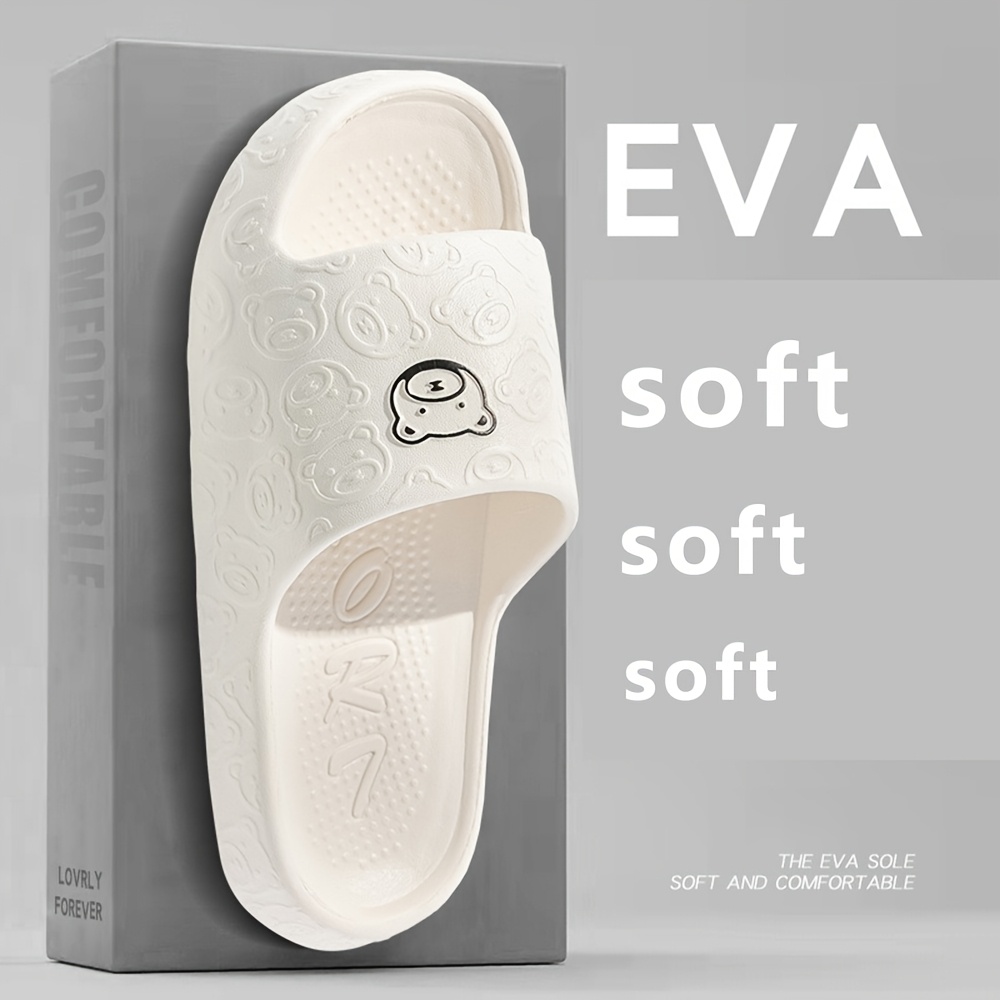 1 Pair Unisex EVA Slippers - Casual Solid Color Slip-On Slides for Summer Indoor Bathroom Shower, Soft Anti-Slip Sole Sandals with Hand Washable Inner & Insole