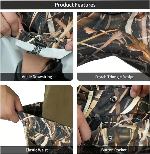 LOOGU large size Camo Hunting Pants for Men Water-Resistant Quiet & Matte Turkey Hunting Camo Pants for Men with 6 Pockets