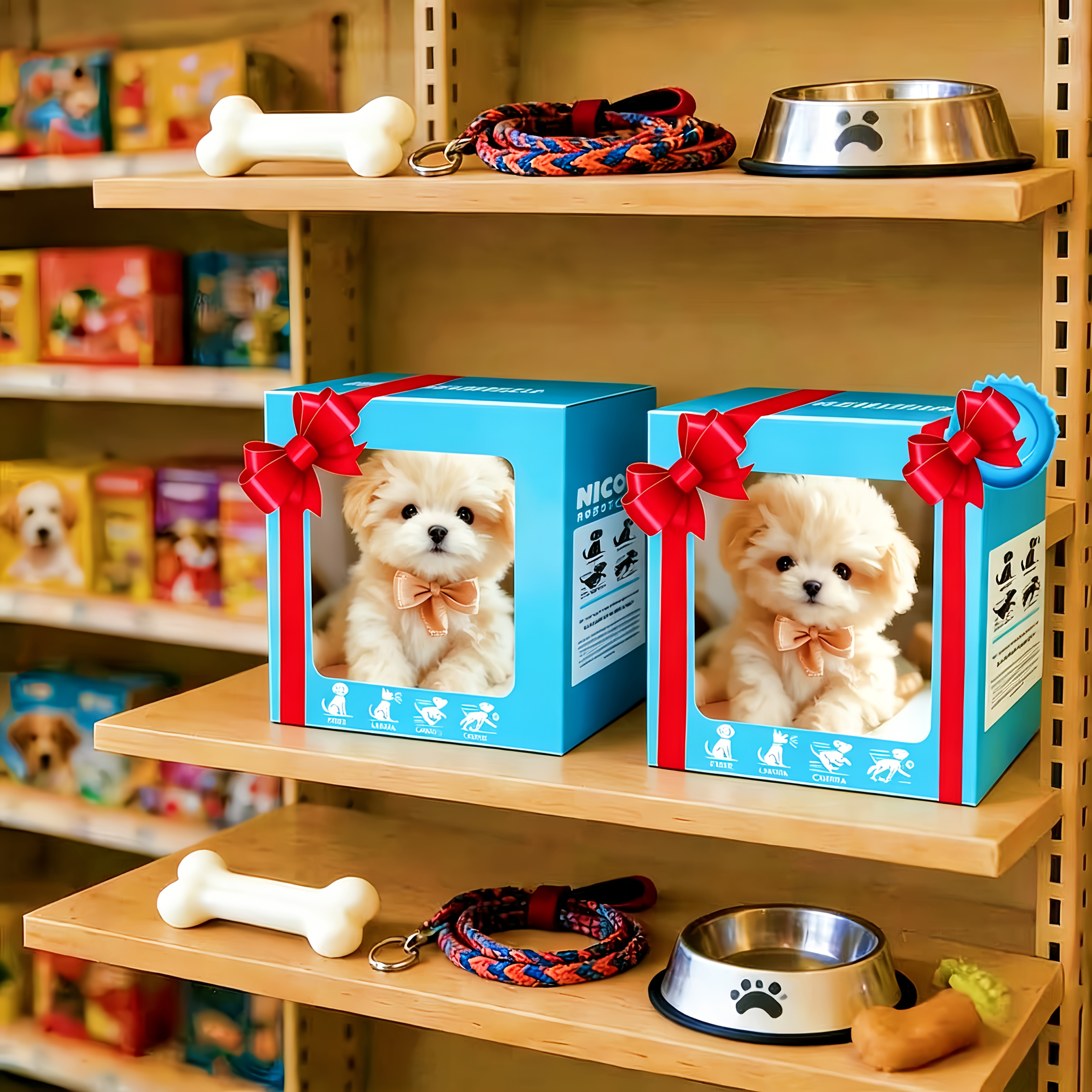 TEMU 2pcs Intelligent Robotic Dog, Simulated Puppy Machine, Like A Puppy, Intelligent Robotic Walk, Bark, And Wag Its Tail, Comes With Dog Bones,