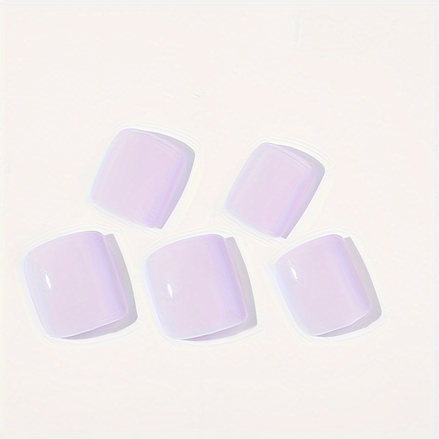 Purple Square Short Press-on Toe Nail Tips, French Manicure Pure Color ...