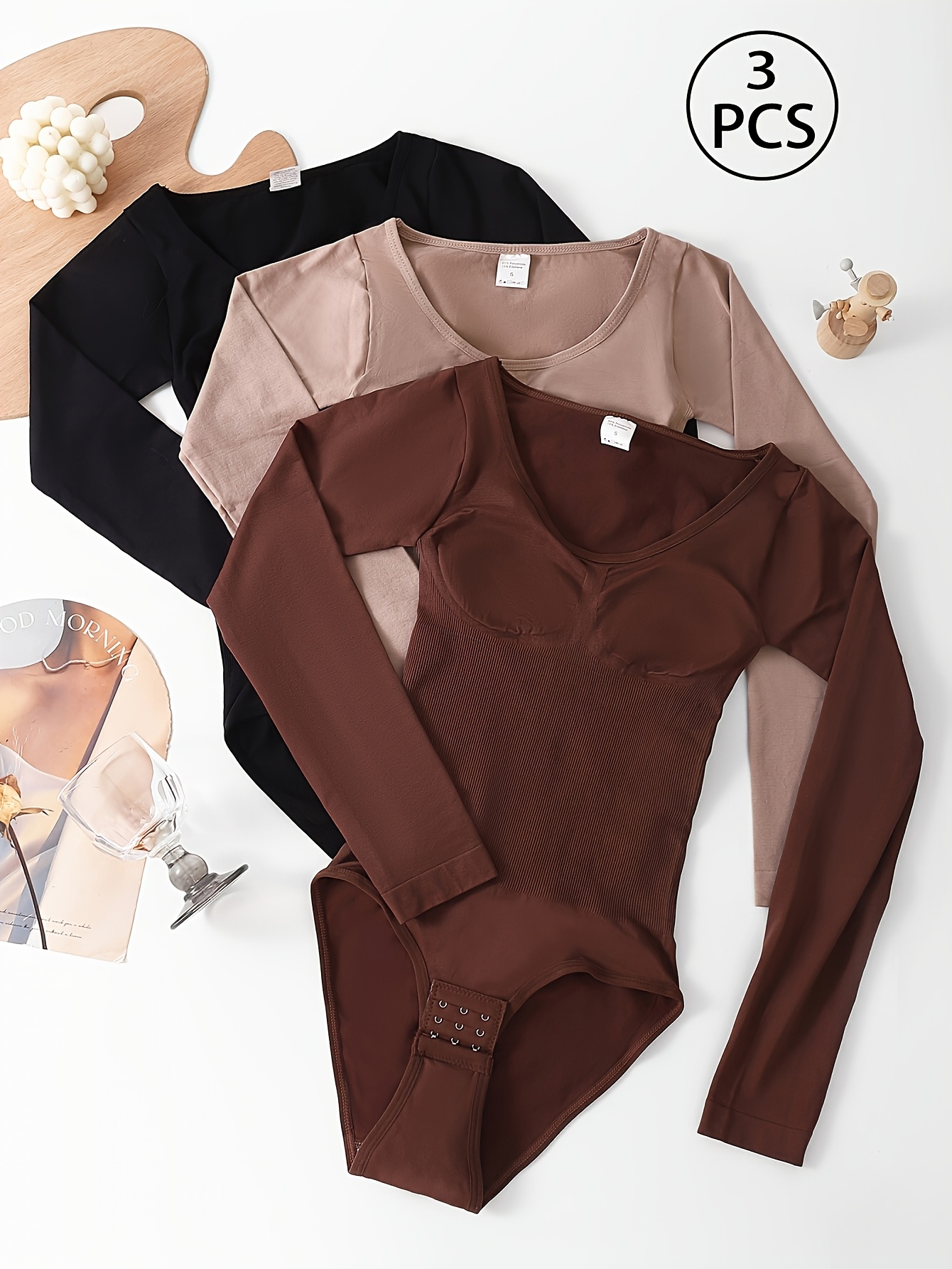 3pcs shapewear body shaper soft and close fitting   breathable high waisted design enhance   invisible underwear suitable for daily wear and special occasions female body shaping mixing color 0