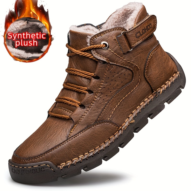 Clohoo Brand Men's High-top Casual Sneakers With Lining, Rubber Sole, Thick Sole Comfortable Hiking Outdoor Daily Casual Men's Ankle Boots, Lace-up Men's Shoes