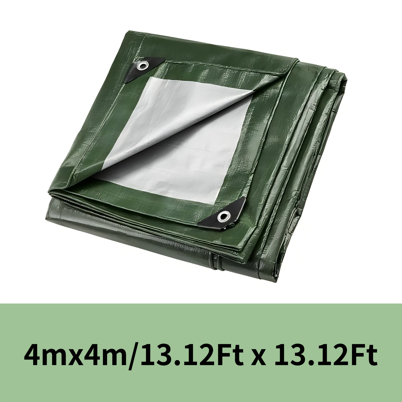TEMU Heavy-duty Tarpaulin, 12mil Silvery/green Polyethylene High Quality Fabric, , Tear-resistant, With Reinforced Grommets, Suitable As A Gift For ,