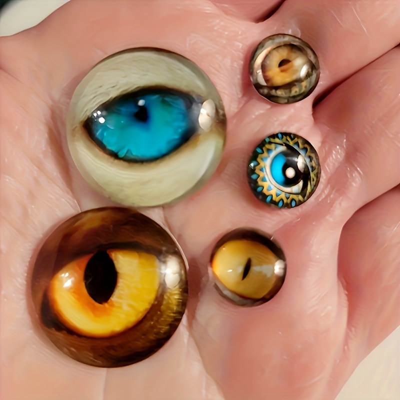 

50pcs Vibrant Doll Glass Eye Beads Set - 25 Styles, Multiple Sizes, Polished , Round Disc Shape, Industrial Material, Diy Crafts & Decorations, Ideal For Christmas, Halloween, Thanksgiving Gifts