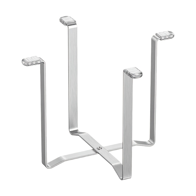 TEMU 1pc Stainless Steel Folding Trash Can, Plastic Bag, Garbage Bag Holder, Kitchen Countertop, Desktop Multifunctional Storage, Space-saving Trash