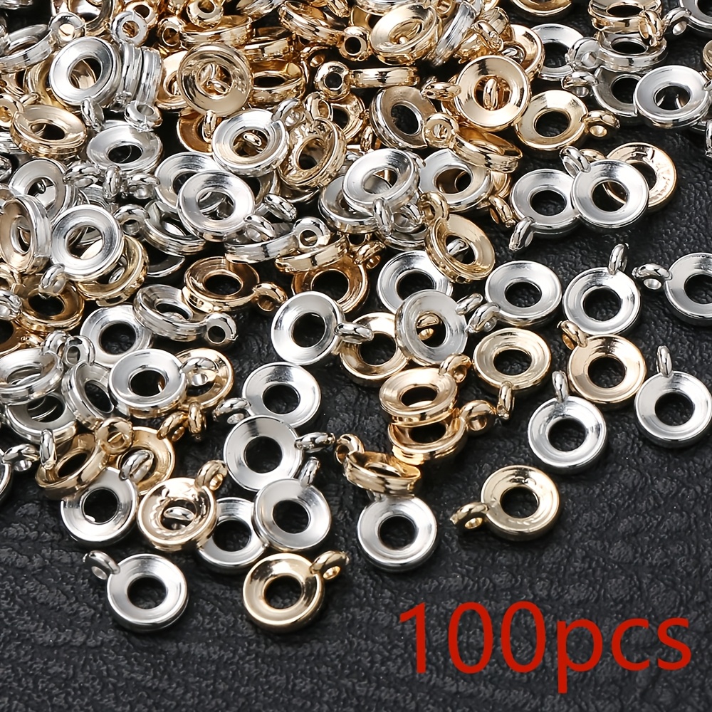 TEMU 8x11mm 100pcs Random Plastics Round Hollow With Hook Ring Charms Spacer Beads,bracelet Necklace Diy Positioning Dangle Connectors,jewelry Making