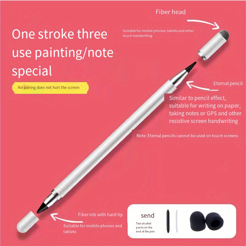 

3 In 1 Stylus Pen, Fiber Tip For , , Android & Tablets Multifunctional Touchscreen Pen Black/white