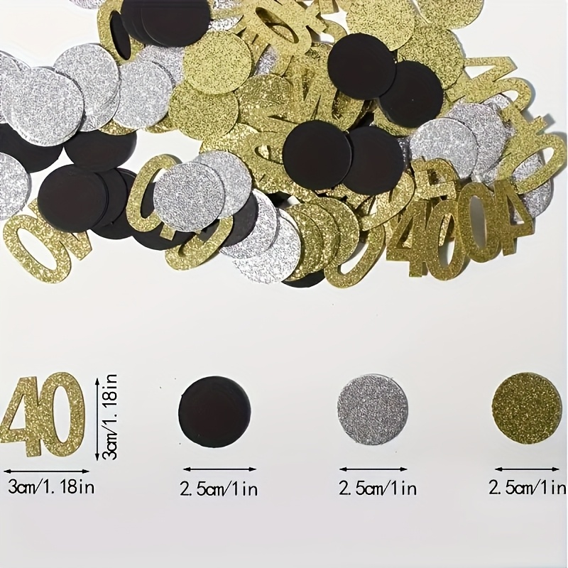 Image of 104pcs 40th Birthday Party Decorations, Black And Golden Decor, Birthday Tabletop Petals, Balloon Fillers, Number Party Supplies
