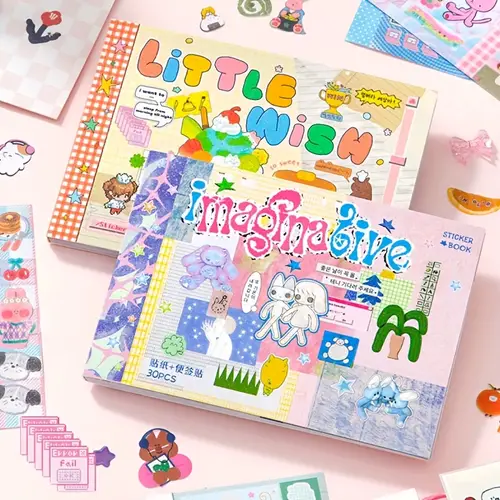 1 book of stickers cute cartoon pattern stickers handmade diy collage decorative paper thin accessories notebook stickers suitable for multiple scenes mobile phone case water cup stickers album diary decoration memo board accessories trash diary stickers art and handmade decorative stickers thin stickers