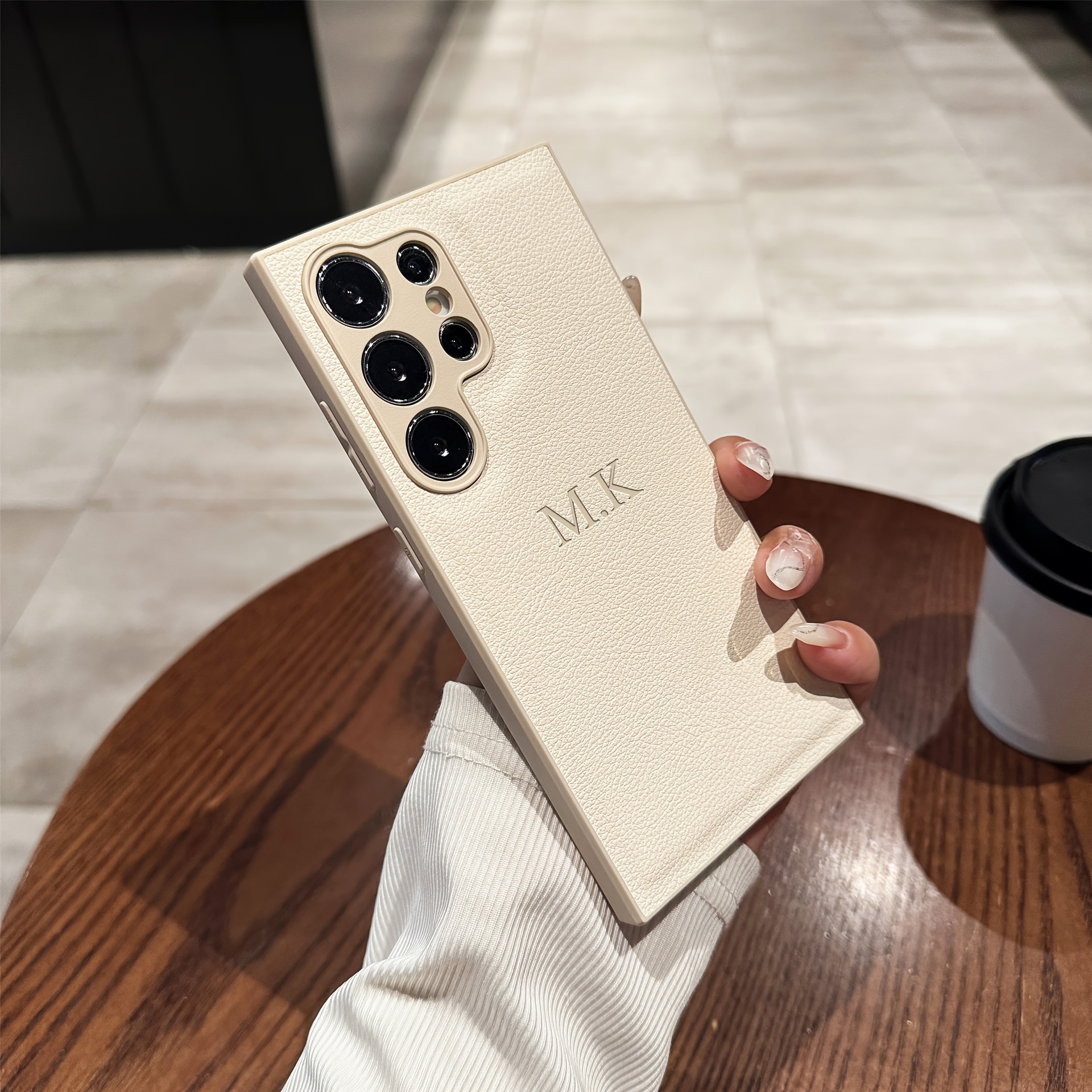 TEMU Personalized Phone Case For Galaxy S21 S22 S23 S24 S25 Customized Name Initials Diy Engraved 3d Warm Stamping Process Letters Luxury Ins Korea