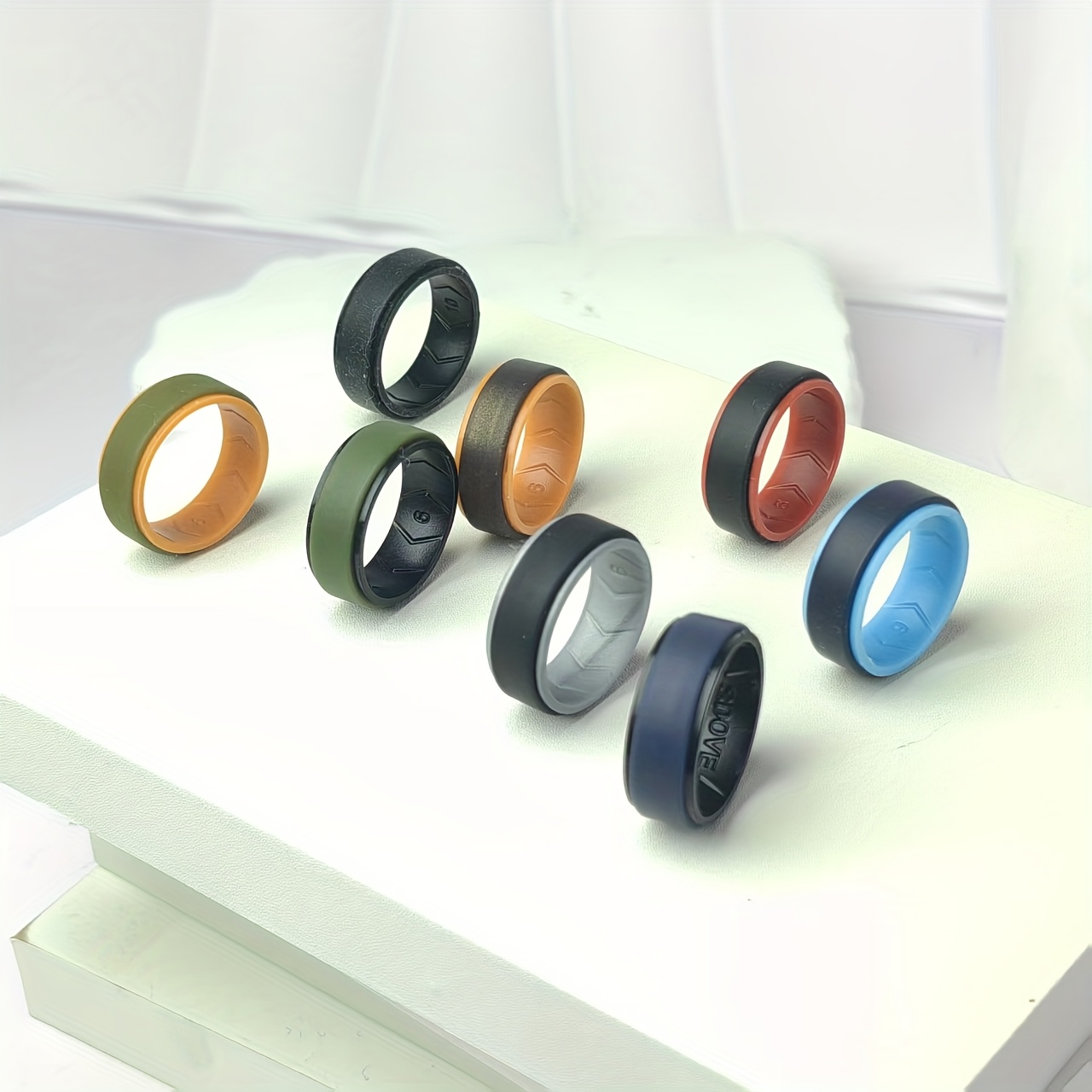 8mm Wide Flat Men's Silicone Ring for Sports