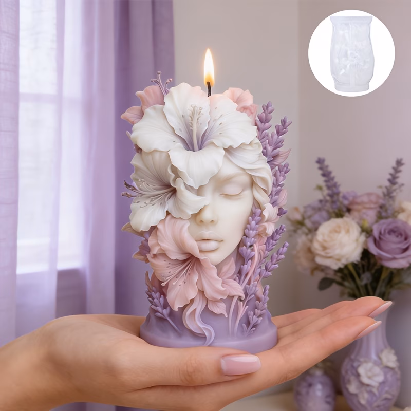 moldes de fundição de resina, moldes de silicone elegantes de deusa flor de , resistentes ao e não deformáveis, fáceis de desmoldar, velas / sabonete / ornamentos de resina, decoração de ins, presentes para da mãe e coleções de dia namorados Detalhes do produto 2