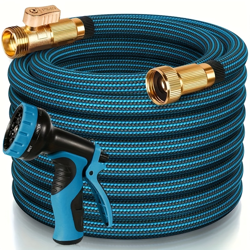 100FT Garden Hose For Lawn, Heavy Duty Water Hose With 10-Function High-Pressure Nozzle, Car Wash Water Hose And Watering Hose, Leak-Proof 3/4