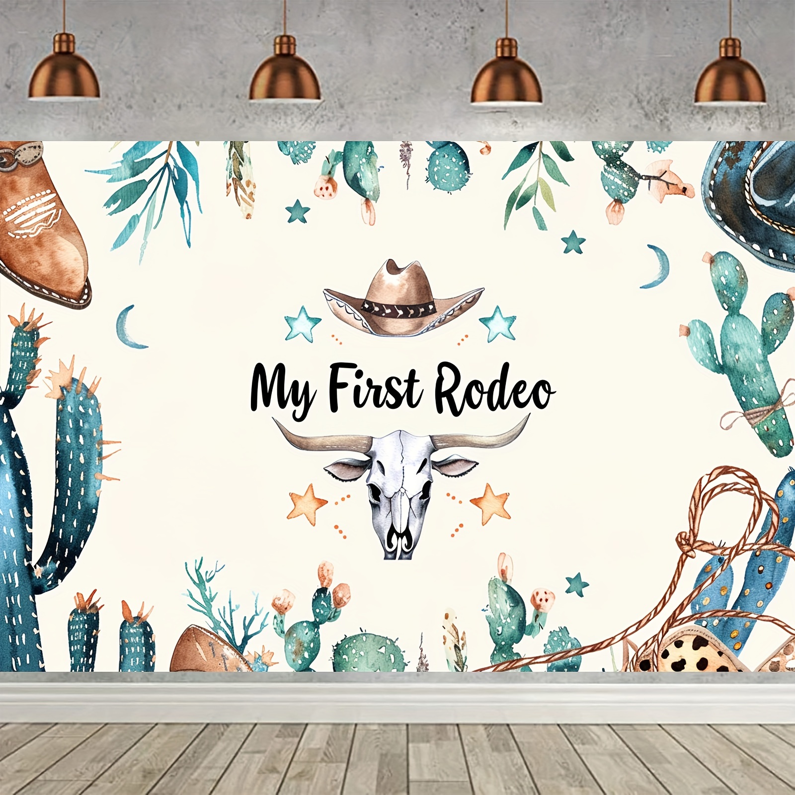 

1pc 5×3 Ft Backdrop Boys Girls, Wild Western Rodeo Themed Party Backdrop Banner Baby Shower Cow Party First Rodeo Supplies 1st Birthday Party Decoration Supplies