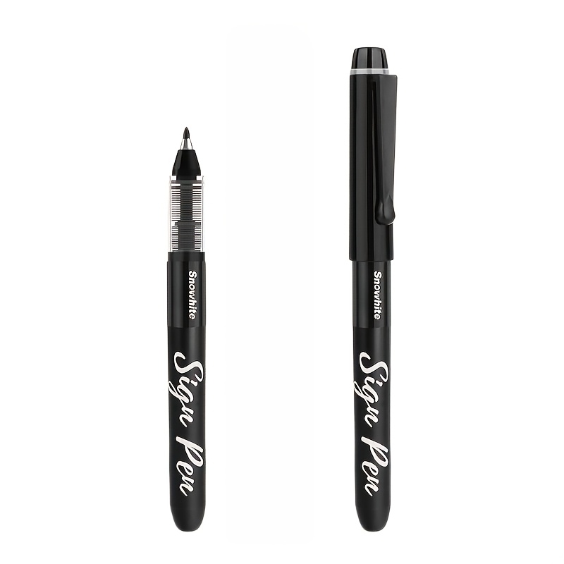 TEMU 2pcs, Stylo à encre à pointe épaisse, 1.0MM Rouge/Bleu/Noir Stylo à encre liquide pour signature, Stylo de bureau pour dessin et graffiti