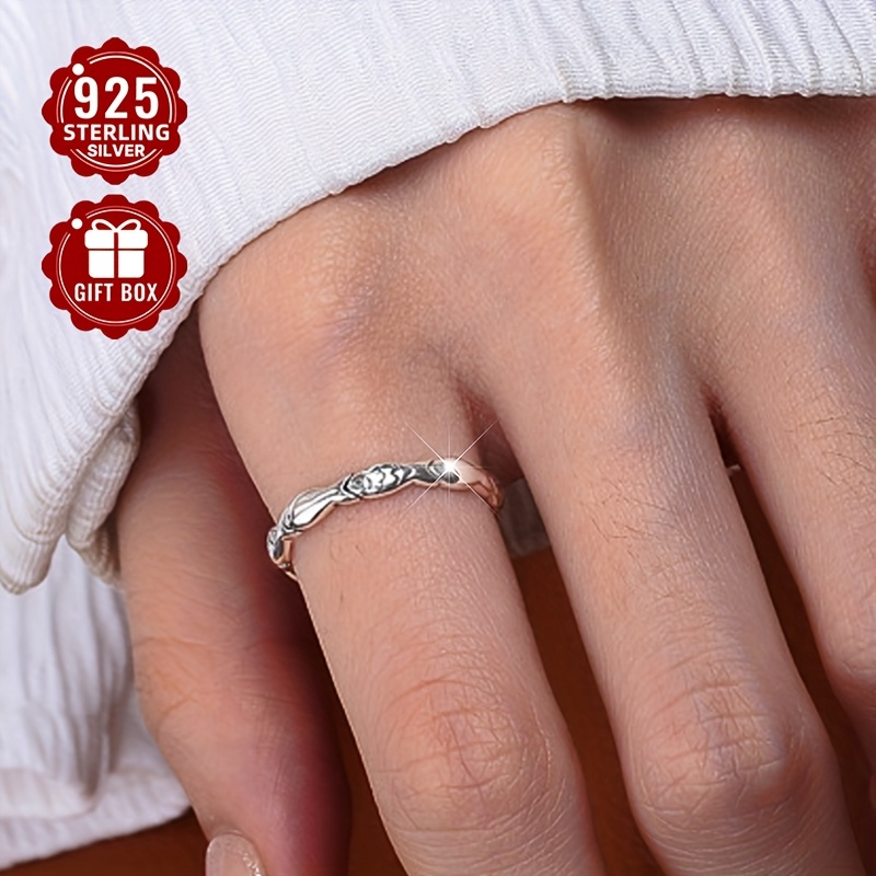 Women's 925 Pure Silver Small Fish Open Ring