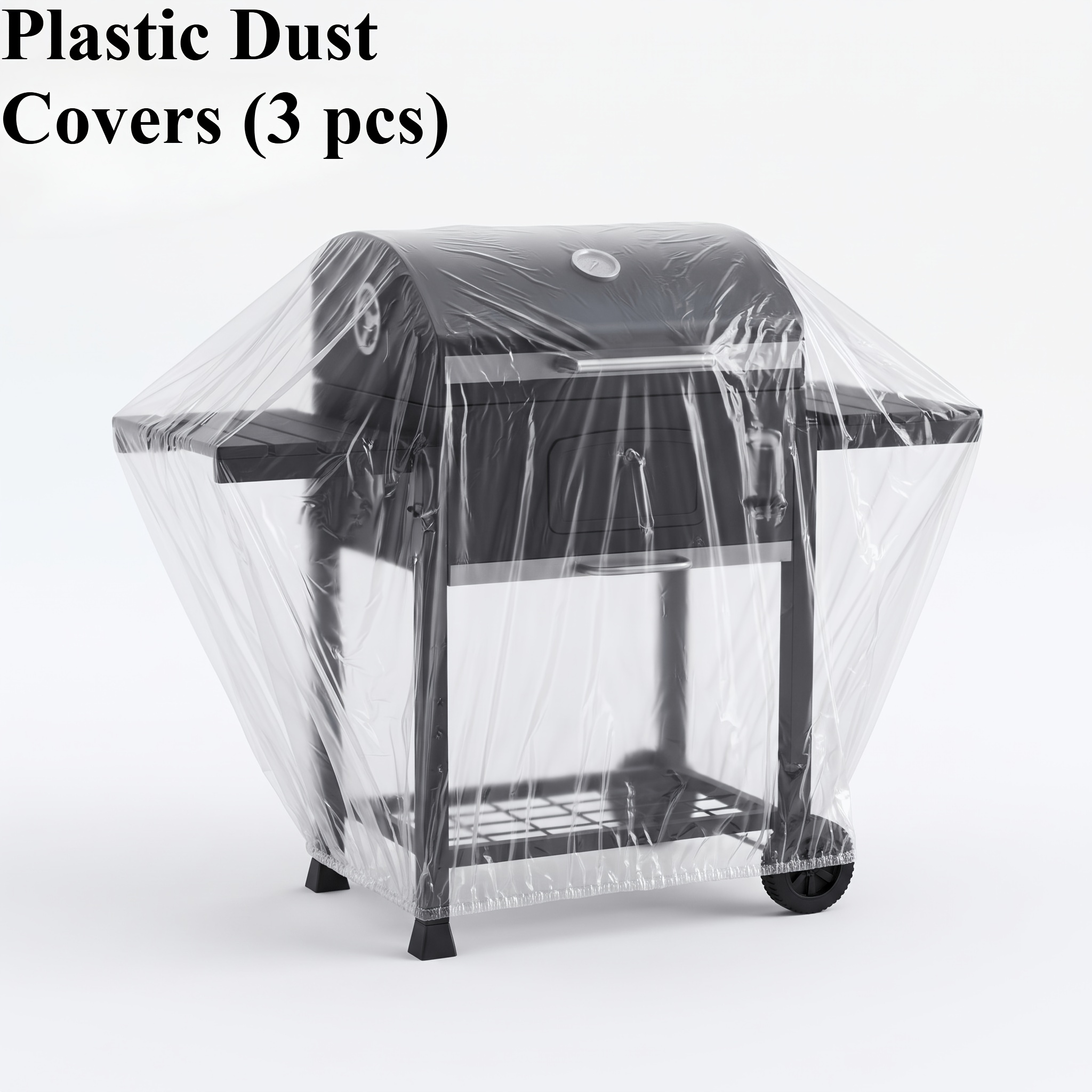 TEMU Heavy Duty Bbq Grill Cover Waterproof Outdoor, Large Clear Pe Rain Snow Dust Protector For Gas & Charcoal Grills, Shield Your Barbecue Dry &