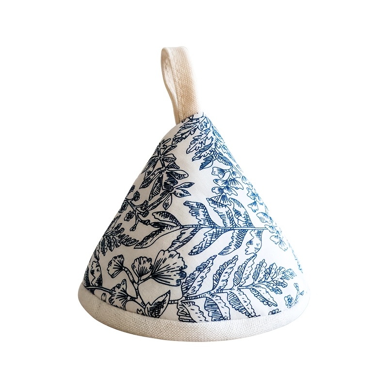 TEMU 1pc Elegant Leaf Pattern Triangle Pot Lid, Triangle Anti-scald Sand Pot Enamel Handle Pot Lid, Triangle Pot Lid, Thoughtful Hanging String