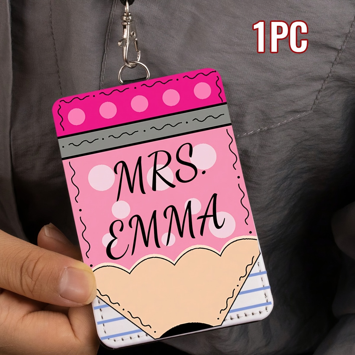 TEMU 2d Pencil Work Badge A1 - Customized Work Id Holder With Name, Personalized Nurse Badge Holder, Custom Badge Holder, Customizable Lanyard Id