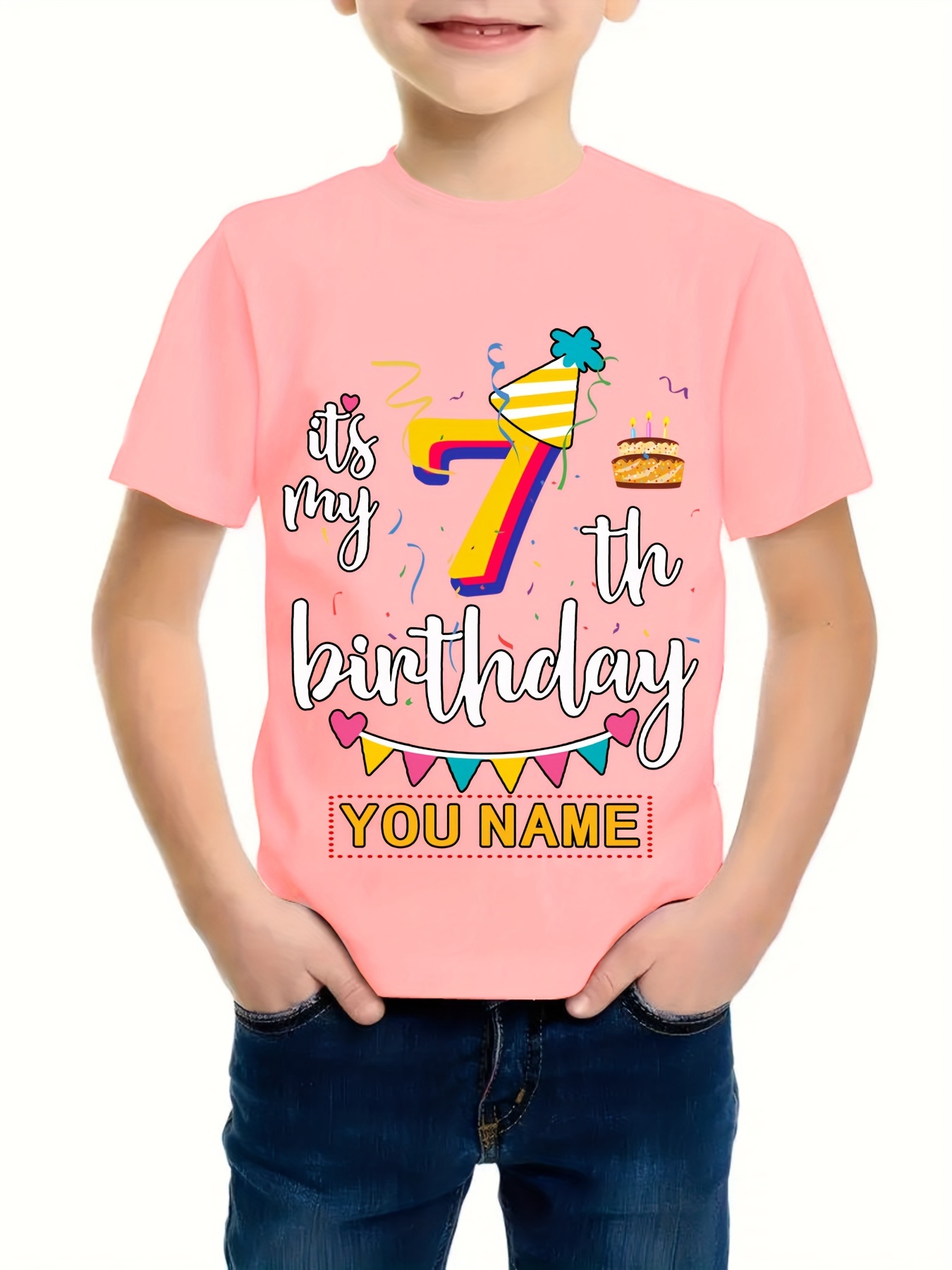 Camiseta personalizada de para niños Impresión de personalizada,  estilo casual, cuello y elástico, top para