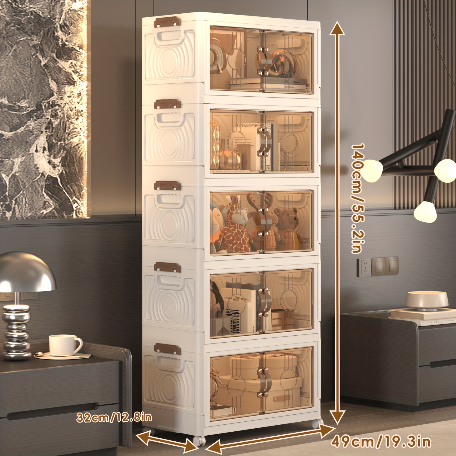 E-shop Schrankorganizer und Aufbewahrung, Aufbewahrungsboxen mit Deckel, faltbarer Aufbewahrungsbehälter mit Rädern, geeignet für Küche, Schlafzimmer,