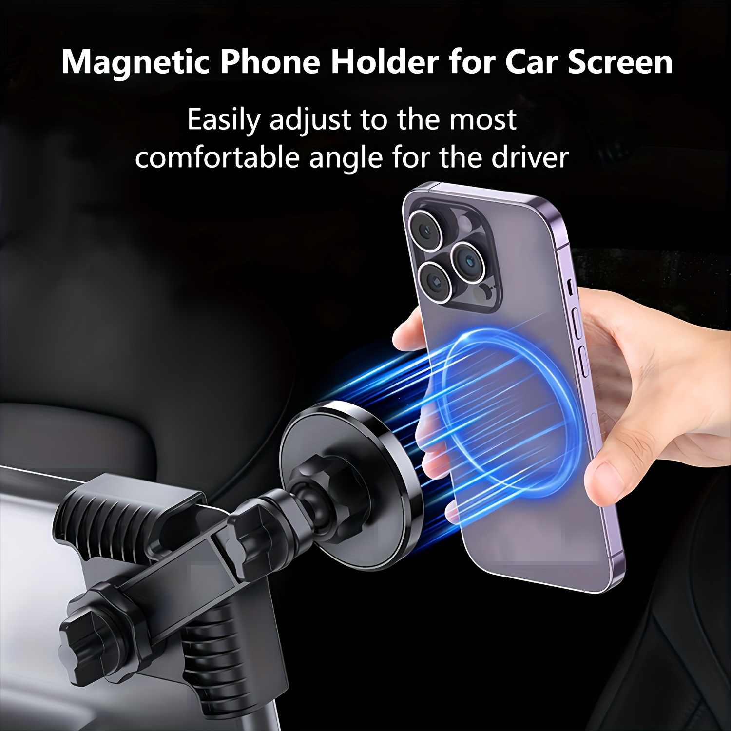 

Adjustable Magnetic Phone Holder For Tesla Model 3 & Y, Pc Material, Built-in Strong Magnet, Car Screen Mount For Driver