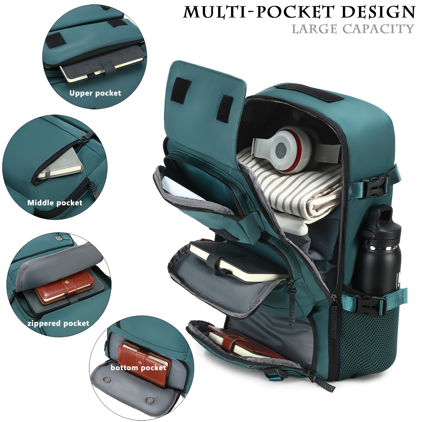 Business Men'S Vacuum Compression Backpack | Multi-functional Shoulder/Handbag, Laptop Compartment, Includes Pump, Ideal for Camping, Hiking, Daily Commute, Foldable, Lightweight, Peacock