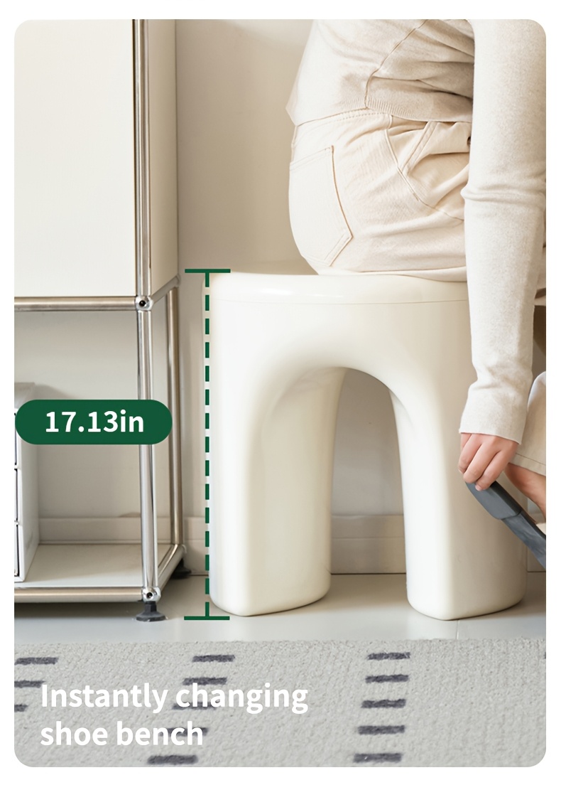   style classic round stool minimalist storage small table   colors plastic material durable coffee table practical household goods outdoor portable doorway shoe changing stool Product details 4
