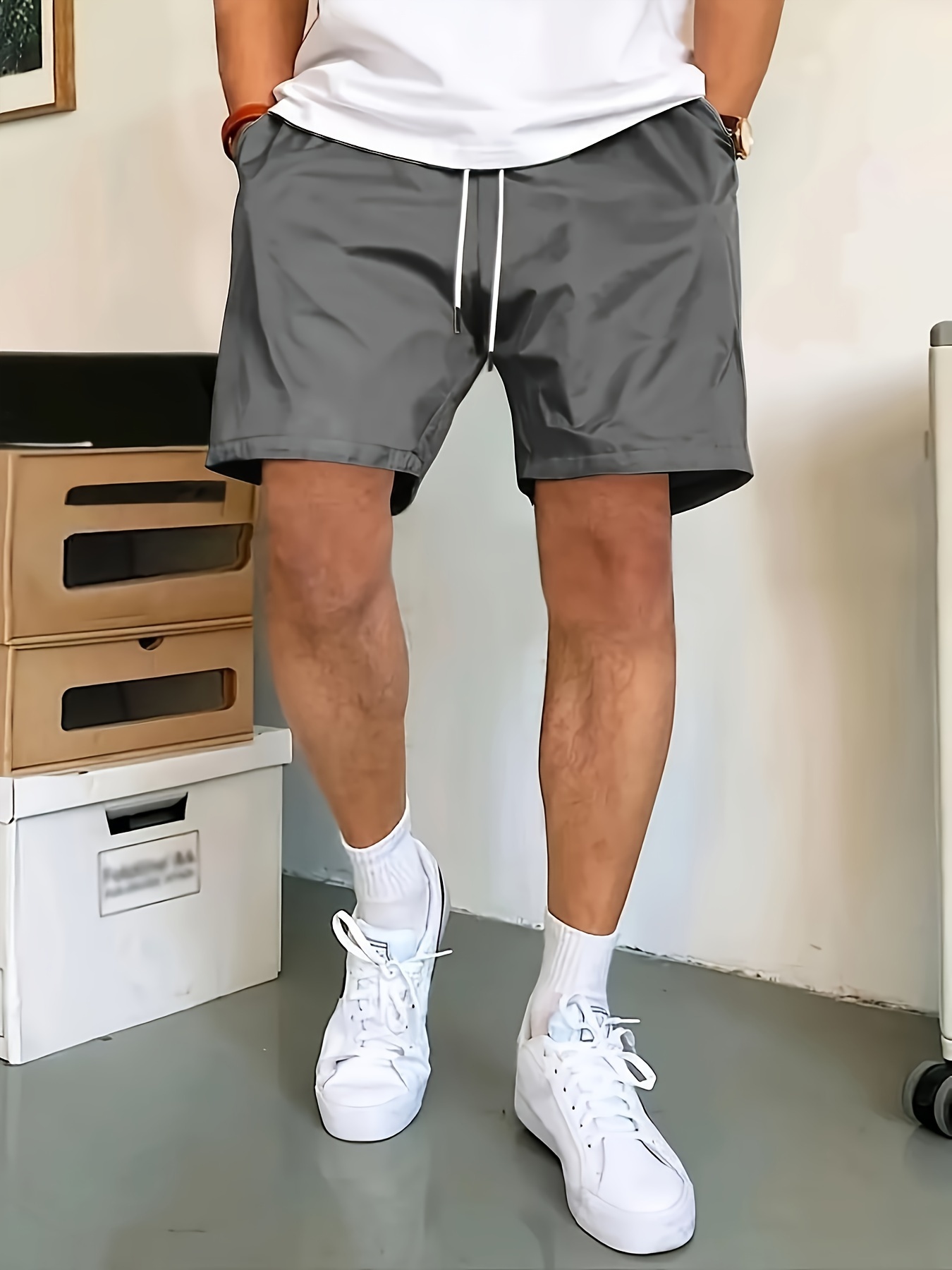 Men's Solid Shorts, Comfy Casual Fashion Shorts For Outdoor Sports