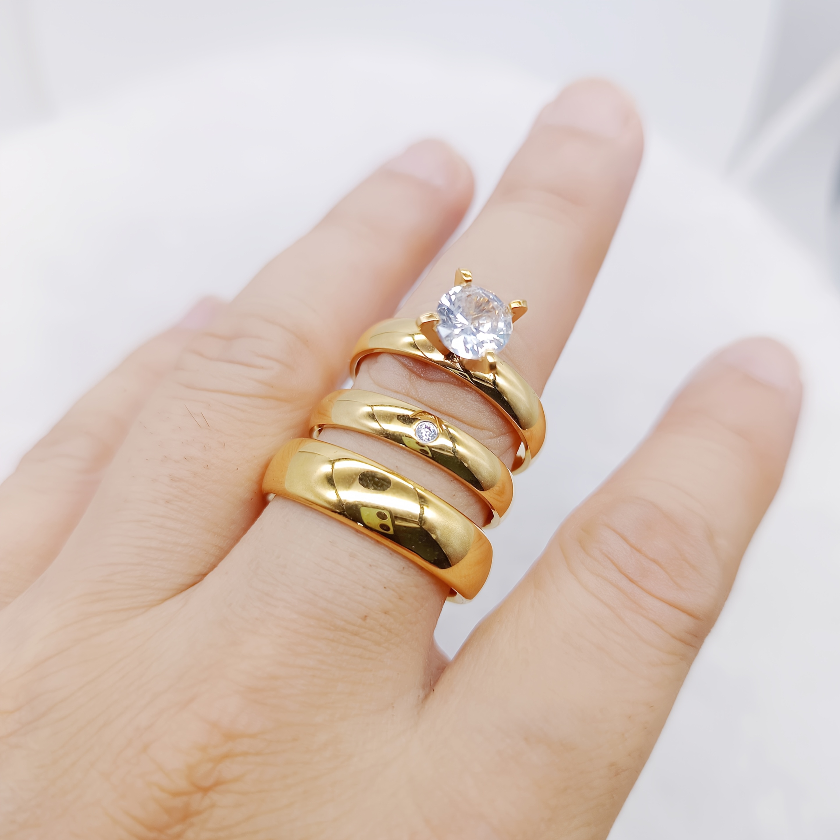 De Oro Amarillo Anillo De Matrimonio Para Hombre Y Mujer Par De