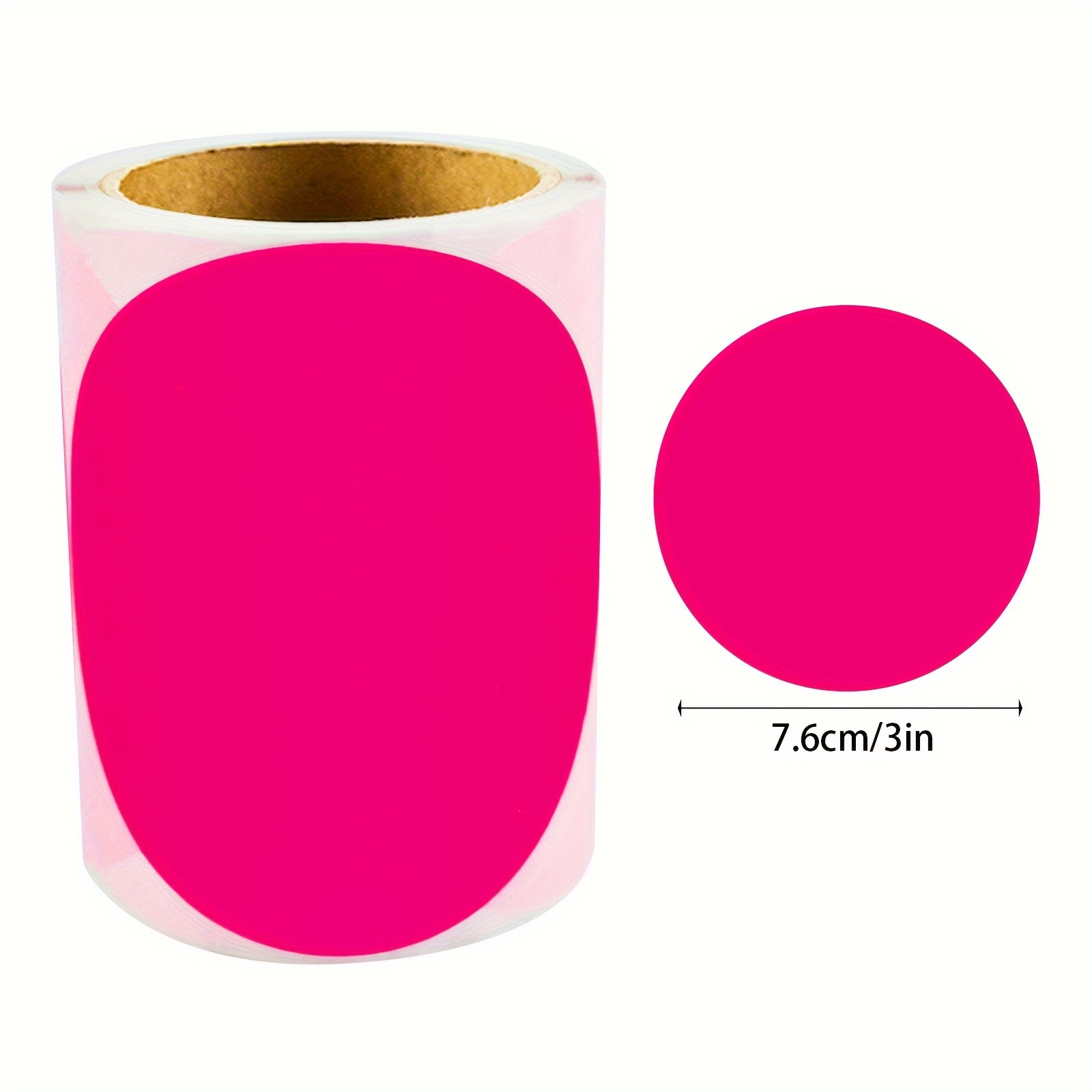 100pcs Fluorescent Magenta Round Stickers, 3-inch, Self-adhesive Labels For Document Organization, Highlighting, Classroom & Office Supplies, Office Stickers