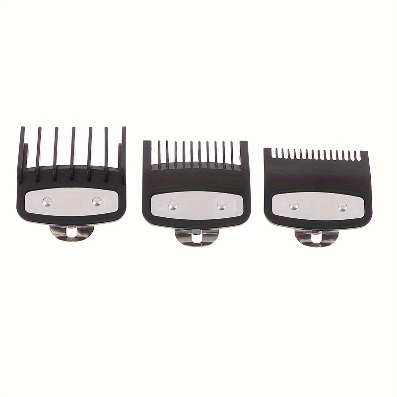 

3pcs/set Universal Hair Clipper Guide Combs Set, Trimmer Guards Attachments 1.5mm 3mm 4.5mm, Durable Clipper Blade Attachments For Haircut Precision