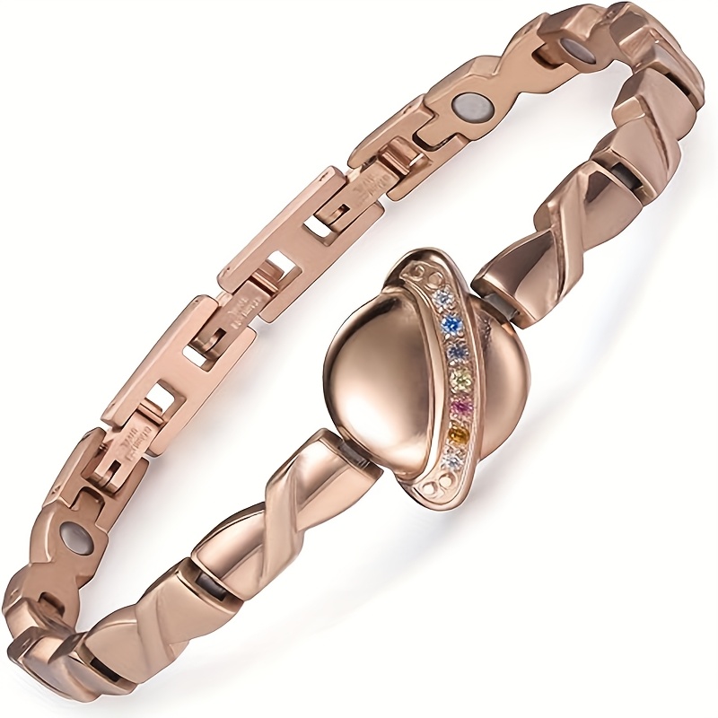 Image of Women' Steel Bracelet Rose Golden Bracelet Design, Adjustable Women's Bracelet, Birthday Gift [includes Sizing Tool]