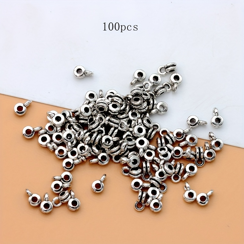 Image of 100pcs Ancient Silvery Flower Spacer Bead Connector Alloy Ancient Silvery Flower Spacer Bead Tibetan Silvery Charm Making Bracelet Diy Necklace Flower Charms Handmade