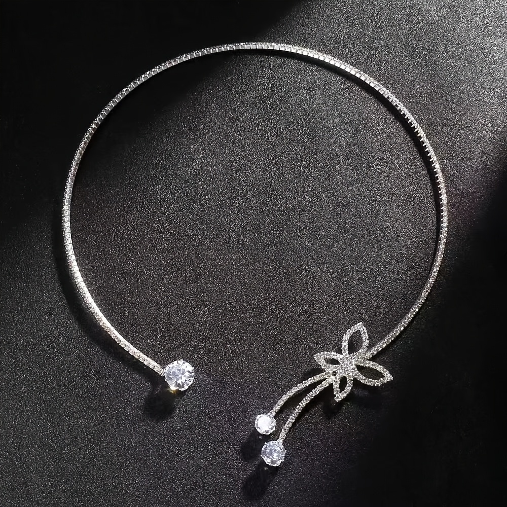 TEMU Collar de con pedrería - Gargantilla de cuello abierto bañada en oro K, , adecuada para fiestas, Mardi Gras, y casual, joyería versátil para la