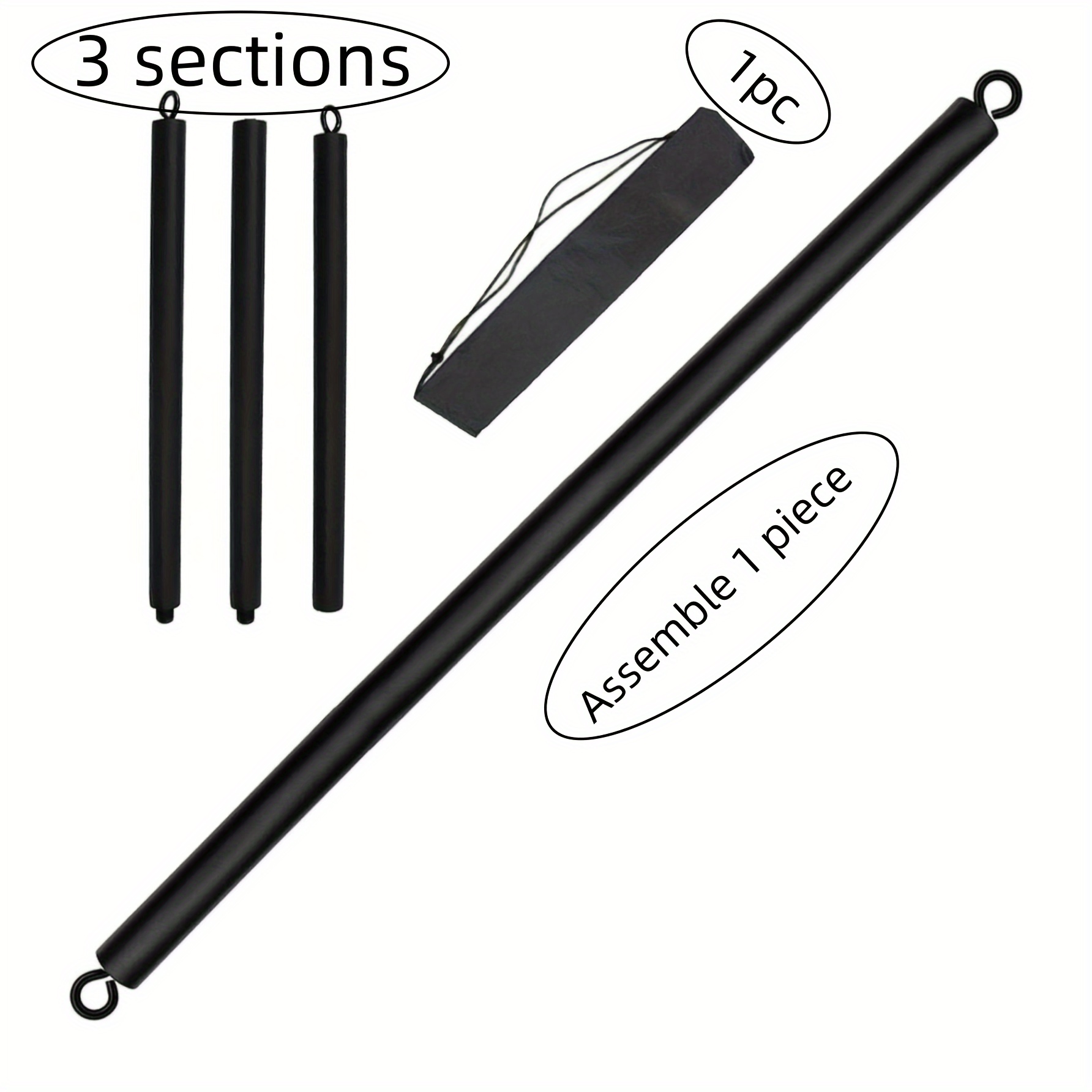 1-meter Resistance Band, Detachable 3-section Pilates Bar, Heavy Resistance Rod With Storage Bag, Suitable For Home Gym Fitness Equipment