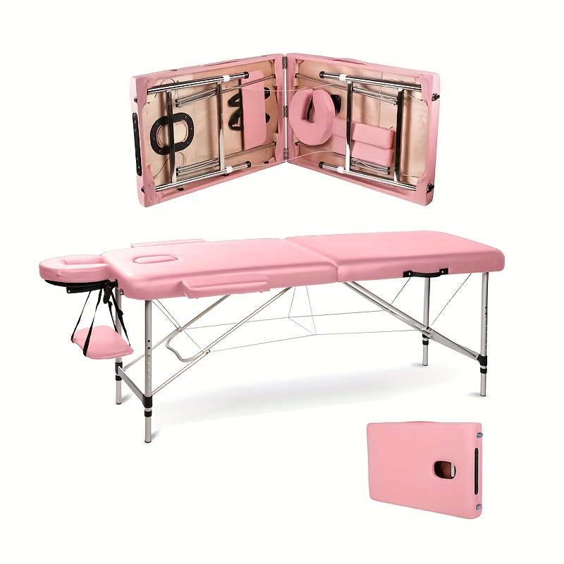 Image of Professional Folding Massage Table Portable Adjustable Massage Bed With Carrying Case & Accessories For Spa, Salon, Home, Travel