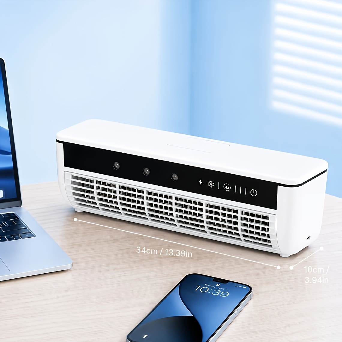 Ventilateur de refroidissement à brume portable amélioré à semi-conducteur, refroidisseur d'air de bureau rechargeable au design puce-en-eau avec humidificateur à brume à 3 buses, télécommande incluse