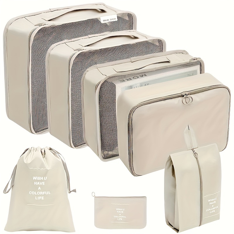 Set Of 8 Waterproof Luggage Organizer Bags Suitcase Storage Travel Bag  Organizers Packing